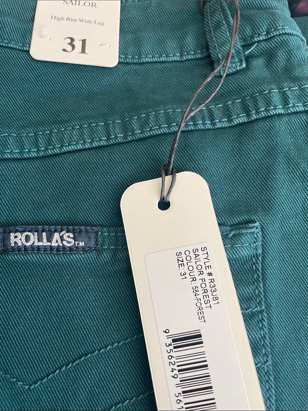 ROLLA'S High Rise Wide Leg Jeans in Forest Green 31 - Picture 6 of 6